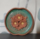 Vintage Soviet Latvia Pottery ceramic Wall Decor Hanging Plaque Plate signed MP