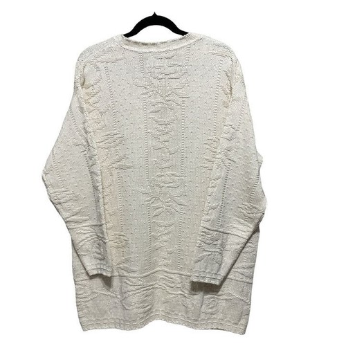 Cabin Creek Women's Long Sleeve Ecru V-Neck Knit Sweater 100% Cotton Size XL NWT - 第 2/8 張圖片