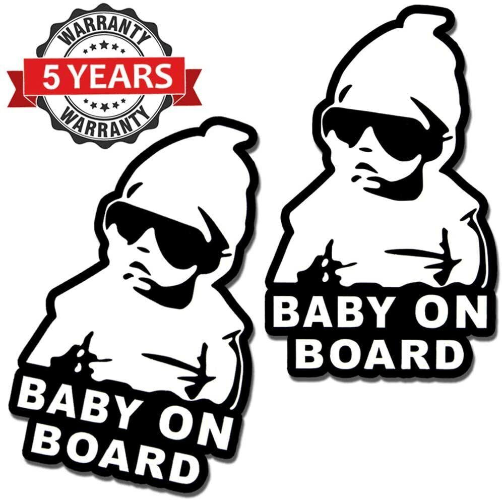 2 x Baby on Board Child Children Safety Sign Car Window Vinyl Bumper Stickers