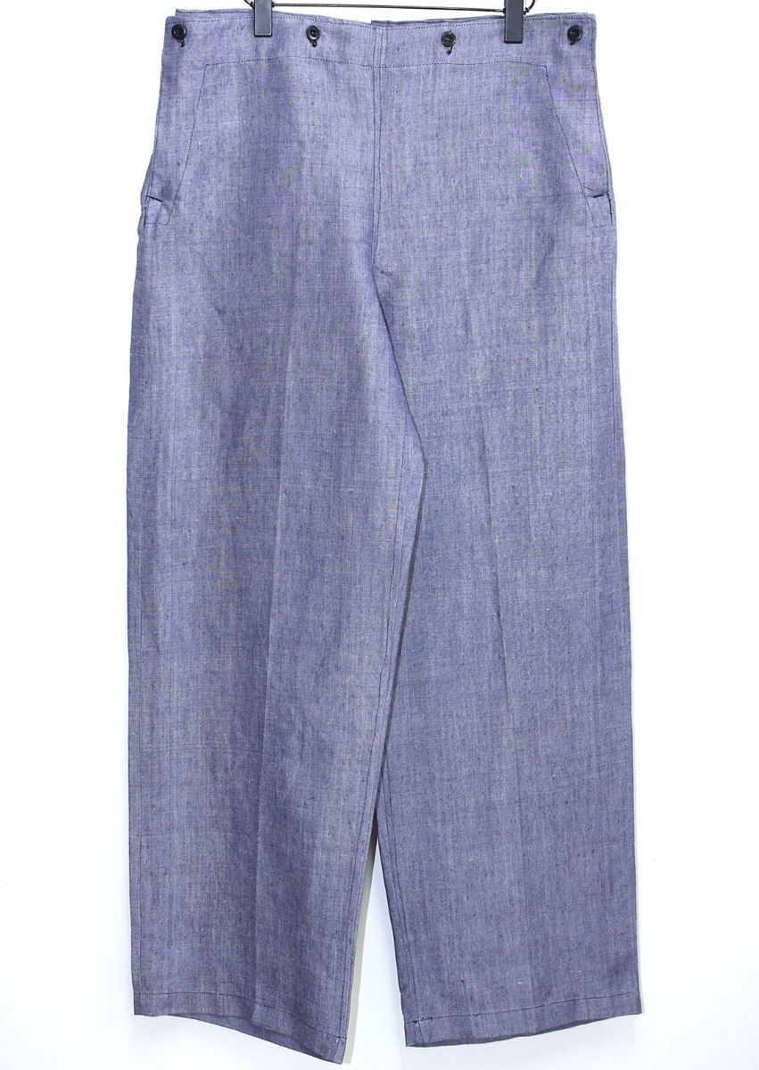 New Vintage French Navy Linen Work Sailor Pants Dated 1952