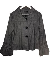 Bella Blue Black Mix Boucle Wool Tweed Jacket (size S/m) A-a-22/length-23 Inches