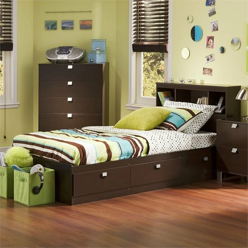 South Shore Spark Twin Storage Bed with Bookcase Headboard in