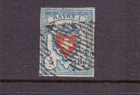 SWITZERLAND 1850 5r RAYON I 4 MARGIN USED ( CREASE )