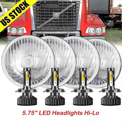 For Volvo VHD 2001-2019 4x 5-3/4'' 5.75 Inch LED Projector Headlight Headlamp Kit