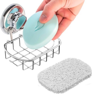 HASKO Suct Soap Dish with Hooks | Powerful Vacuum Suct Cup Soap