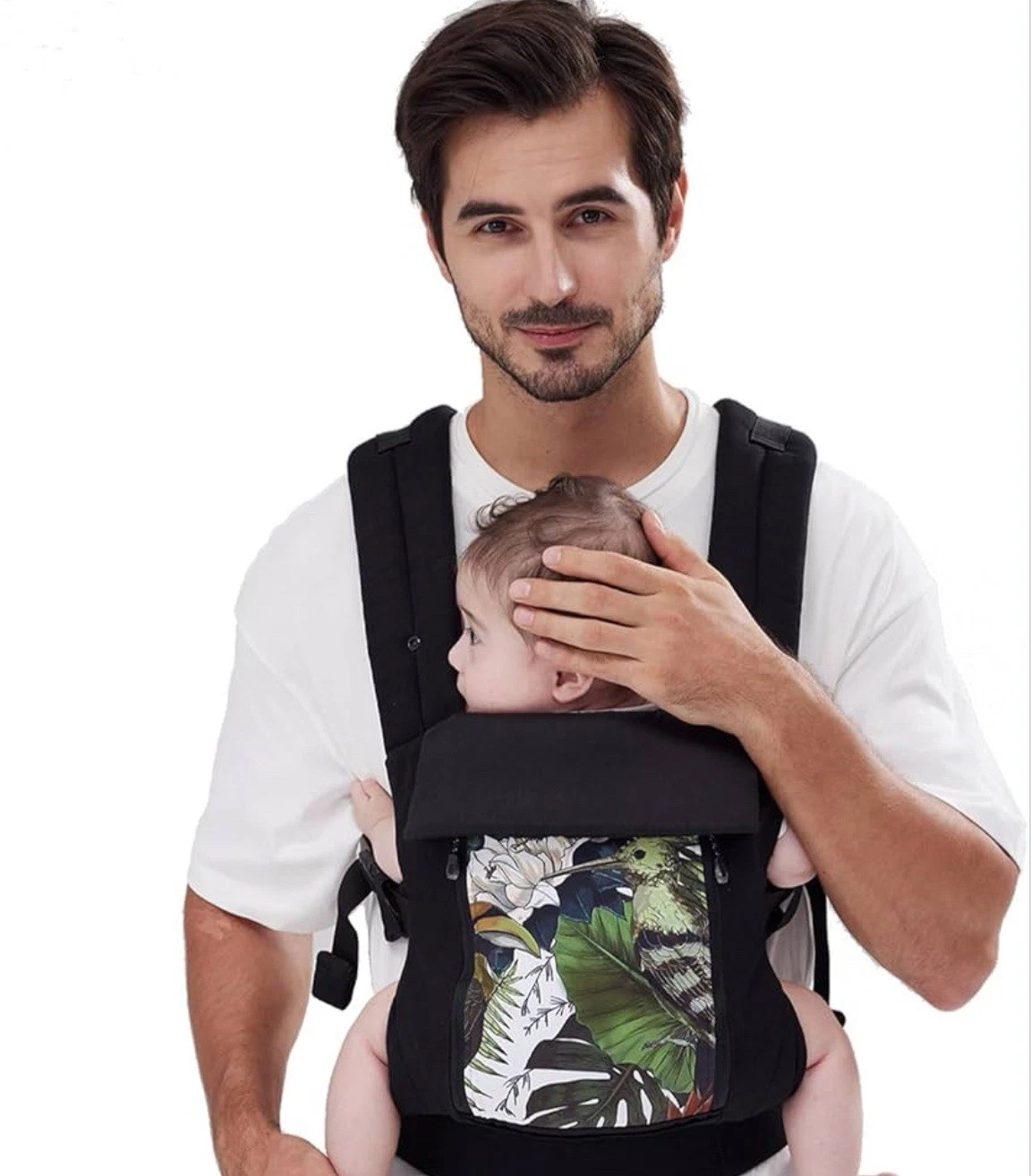 BethBear 4-in-1 Baby Carrier Ergonomic Convertible Black Bird Edition