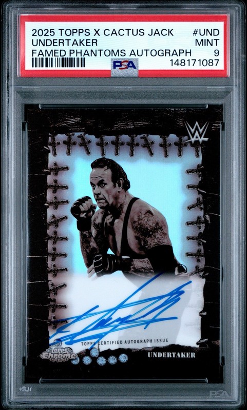 Undertaker 2025 Topps Chrome WWE x Cactus Jack Famed Phantoms Auto PSA 9