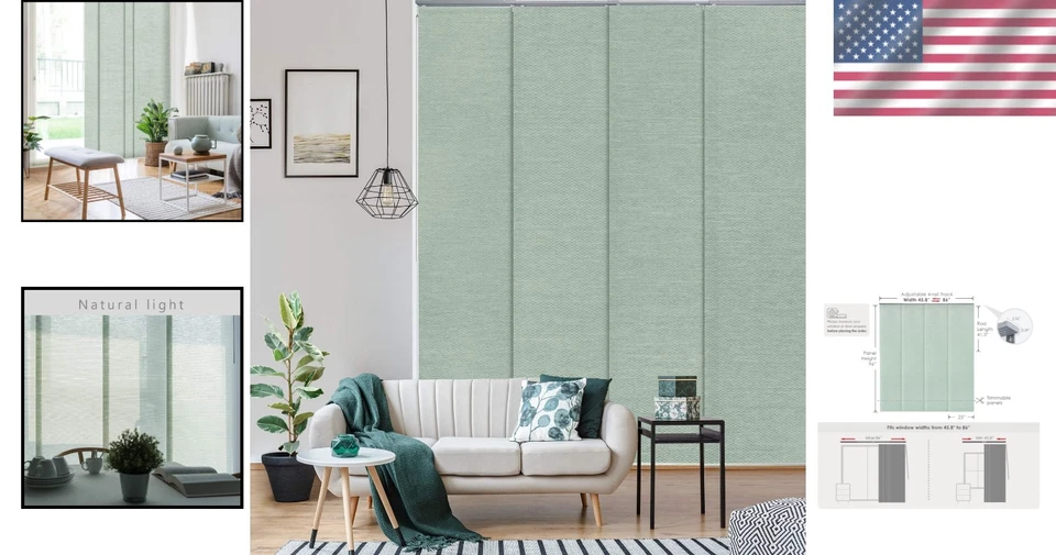 Persianas verticales para puertas de patio divisores de habitaciones panel ajustable pista 4 paneles Foto 2 de 4