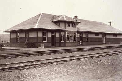 JT DUPLICATE BLACK/WHITE SLIDES (3) GN GREAT NORTHERN DEPOT - ODESSA WA