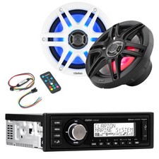 Clarion M508 Marine Single Din with CMS-651RGB-SWB 6.5-inch LED RGB Marine Co...