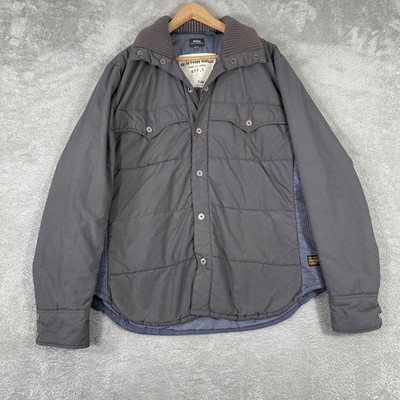 Vintage G Star Raw Quilted Western Shirt Mens XL Gray Snap Utility Work Jacket