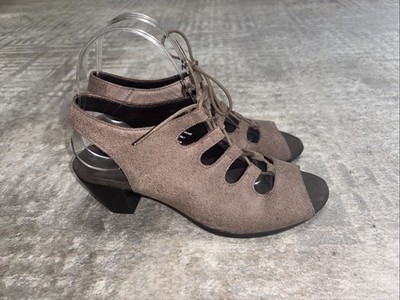 Munro Heels Women's Brown Peep Toe Caged Lace Up Sandals Size 8.5 M