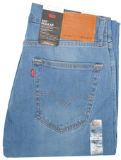 Levis 505 Mens Original Regular Straight Fit Denim Jeans Zip Fly Light Blue New.
