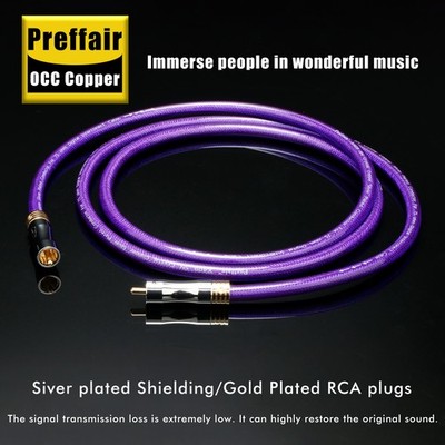 Pair Premium Build OCC Copper Coaxial Cable Double Layer Shield Gold Connectors