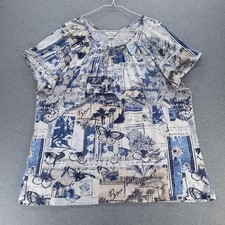 Cj Banks Shirt Womens 3x Blue Travel Butterfly Print Scoop Neck Short Dolman Top Cj Banks Shirt Womens 3x Blue Travel Butterfly Print Scoop Neck Short Dolman Top