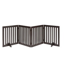 unipaws 24 H Free Standing Pet Gate for Dog Cat, 80 Wide Wooden Dog