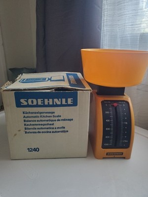 Vintage 1970s Soehnle 1240 Kitchen Scale Yellow Orange Space Age W/ Box Germany