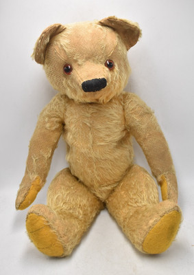 Vintage 1940er Chad Valley englischer Mohair Teddybär vollgelenkige Glasaugen