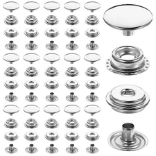 60 Sets 15mm Stainless Steel Snap Fastener Kit for Leather Jackets Fabric