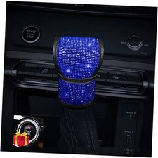 Bling Auto Shift Gear Cover, Leather Gear Shift Knob Cover With Crystal Blue