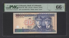 Lithuania 10 Litu 1997 P59 Uncirculated Graded 66