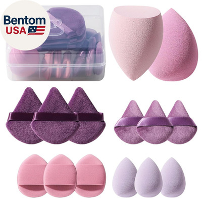 Makeup Sponge Set  Triangle Puff 14 Pcs for Liquid, Cream, and Powder, Multi-Col