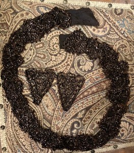VTG Original Glass-Beaded Braid From Vtg  Crepe Dress/Triangular Embellishments