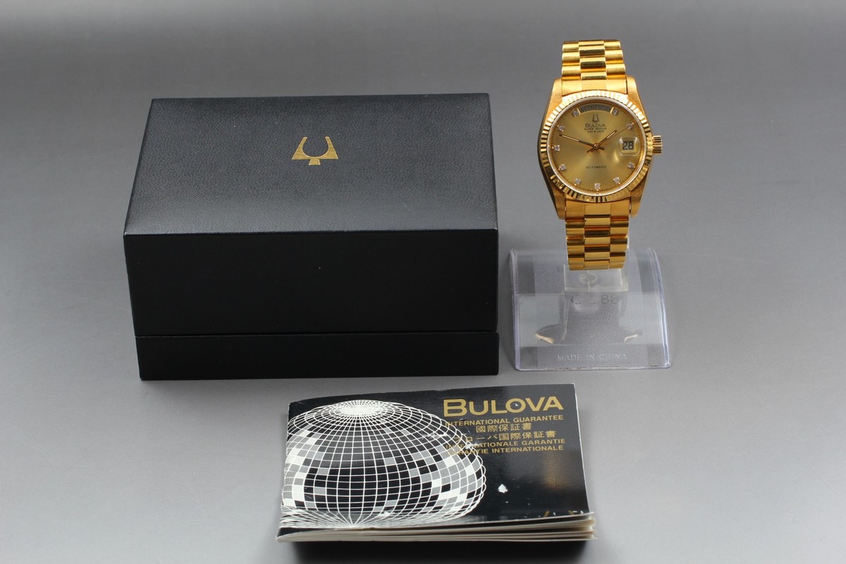 MINT Box] Bulova Super Seville Day Date 4414104 Gold Men's Auto