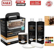Leather Complete Restoration Kit | with Leather Recoloring Balm, Cleaner, 2-i...