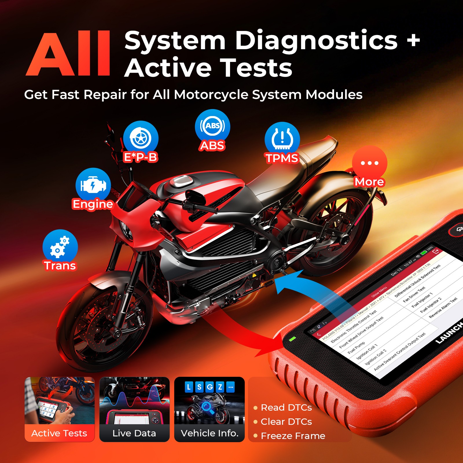 Scanner OBD2 Launch CRP129 MT Pro pour diagnostic moto de 38+ marques