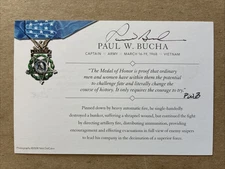 Paul W. Bucha Signed Medal of Honor 4x6 Card MOH Vietnam War