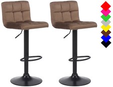 2er Set Barhocker Feni Samt Höhenverstellbar Theken-Möbel Tresenstuhl Mit Lehne