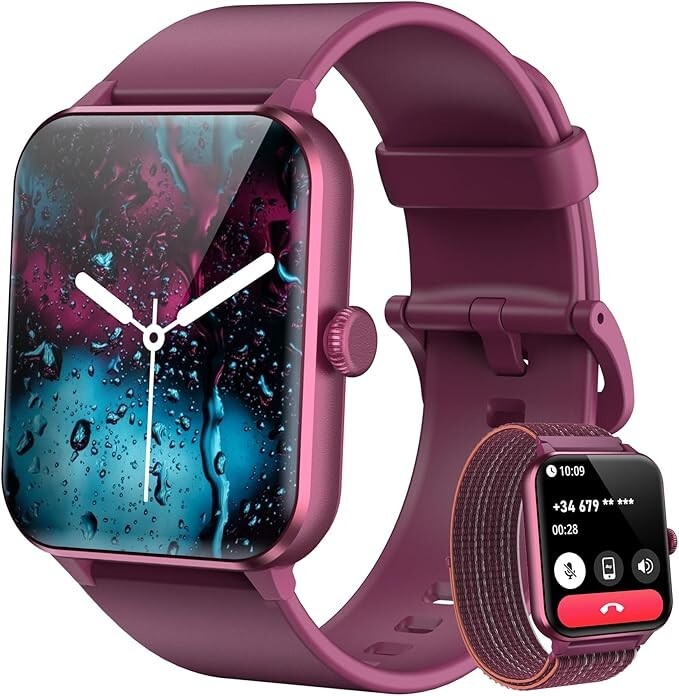 Smartwatch Damen mit Telefonfunktion für Android iOS,Sportuhr Schrittzähler DE
