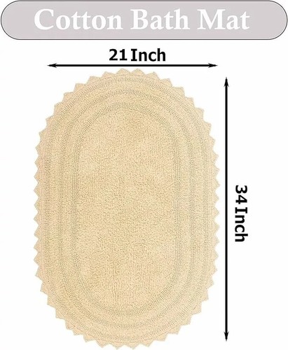 Royal Blaze Bath Mat Crochet Reversible Washable Plush Rug - Oval Medium 21"x34" - Picture 2 of 44