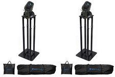 2 Rockville ROCK SPOT 260W DJ Moving Head Spot Lights 8 ft. Black Totem Stands