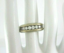 VERY NICE MENS 14K TWO-TONE 5 DIAMOND WEDDING BAND/RING .40TDW  9.6G