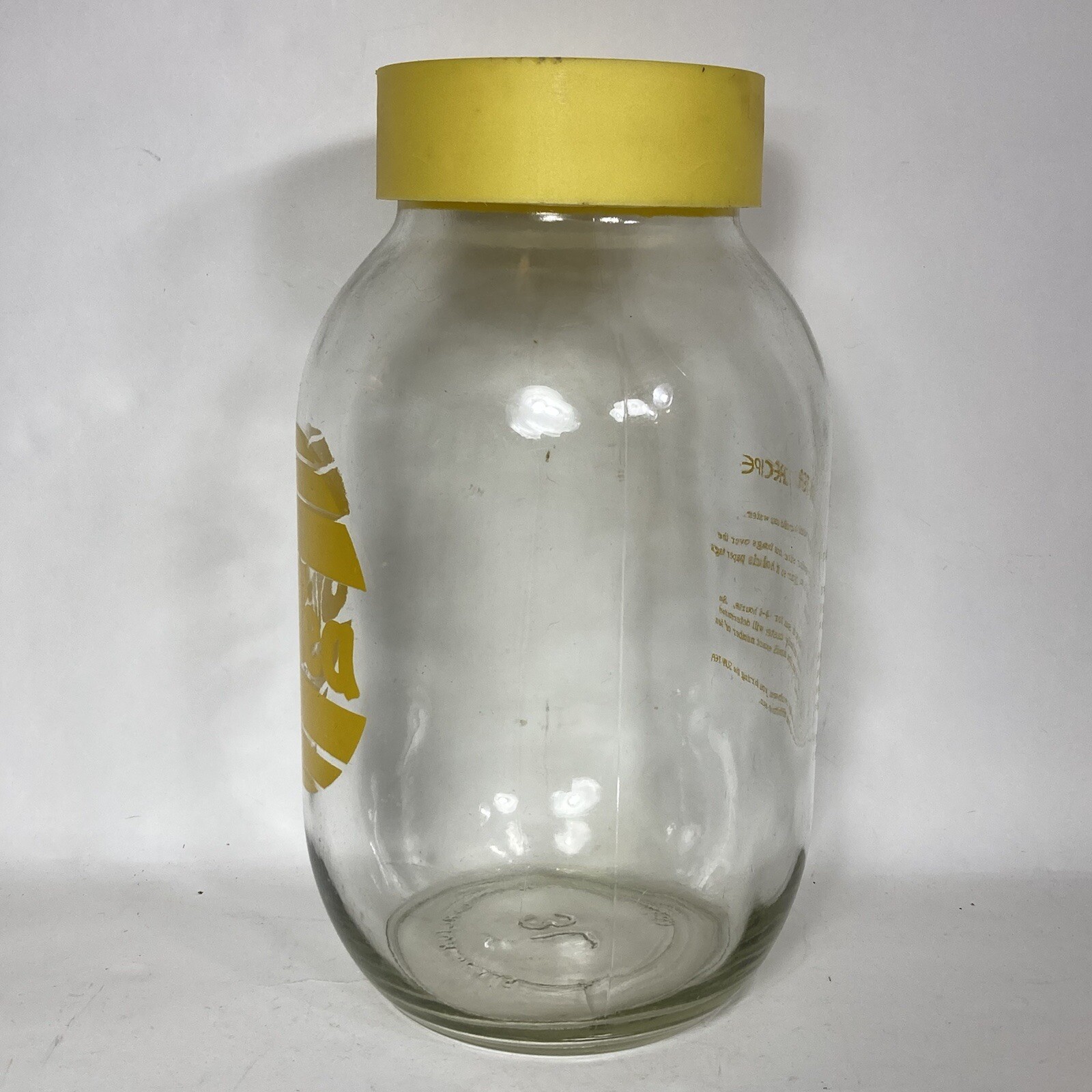 Vintage SUN TEA Gallon 3L Glass Jug Sun Tea Jar Yellow Recipe Made In USA 1970s