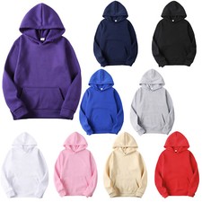 Men's Plain Pullover Hoodies Casual Hooded Sweatshirts Long Sleeve Fashion Tops