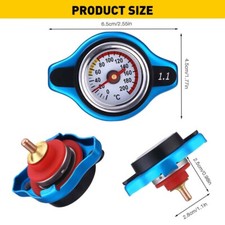 Car Thermostatic Gauge Radiator Cap Cover Small Head With Water Temp Meter Blue