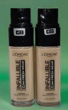 LOREAL Infallible 24hr Fresh Wear Foundation 412 Warm Ivory 1oz Ea 2pcs Read
