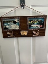 Vintage Niagara Falls Canada Wall Plaque, Thermometer Geese Scenes, Cabin Decor