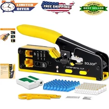 Durable RJ45 Crimp Tool Set with Cable Tester & 100 Connectors – Versatile Kit