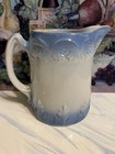 Blue/ White Stoneware Scroll Advertising Wilber, Nebr. Pitcher — photo 3