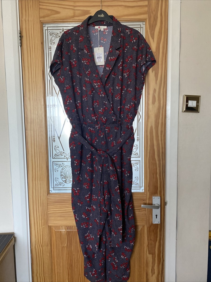 Boden Frederica Jumpsuit Navy And Red, Daisy Field Size 16 R