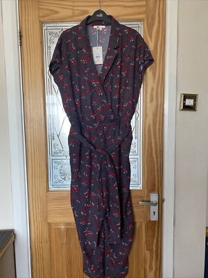 Boden Frederica Jumpsuit Navy And Red, Daisy Field Size 16 R UK