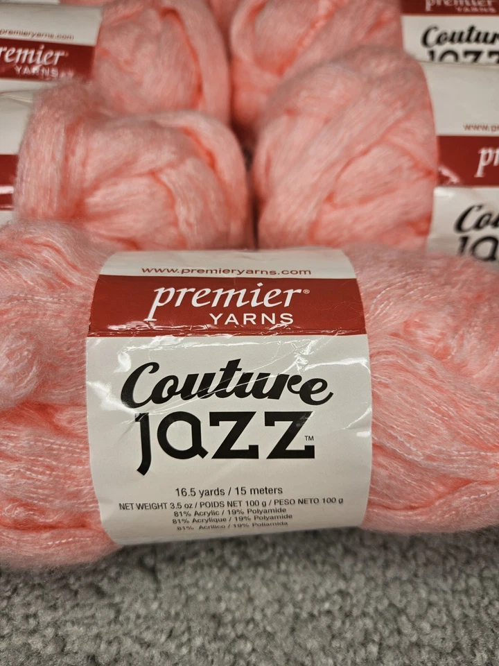 Premier Yarns Couture Jazz Color 26-42 Soft Coral Lot of 7 - Image 2 of 3