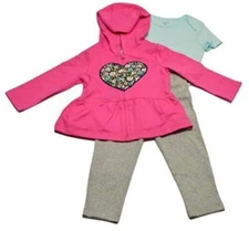 Carter's Baby Girl 3 Piece Set - Heart Of Flowers - Size Varies 
