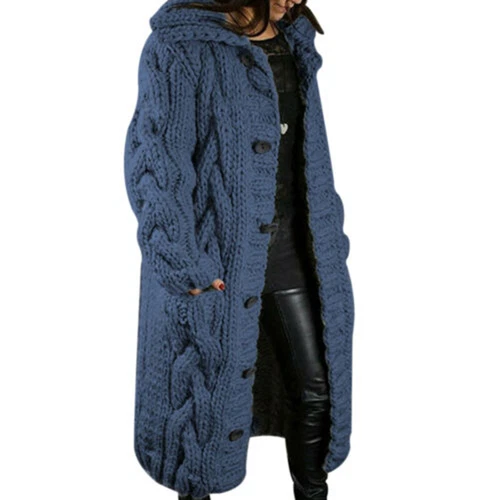 Damen Grobstrick Oversize Pullover vorne offen Tasche Mantel lang Maxi Cardigan - Bild 16 von 25