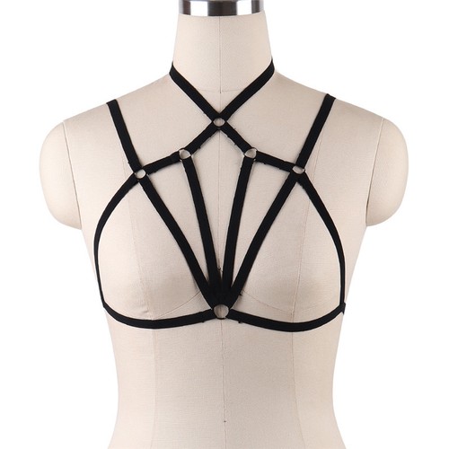 Harness Elastic Cupless Cage Bra Sexy Lingerie for Women Top Exotic Strap Belt - Picture 19 of 273