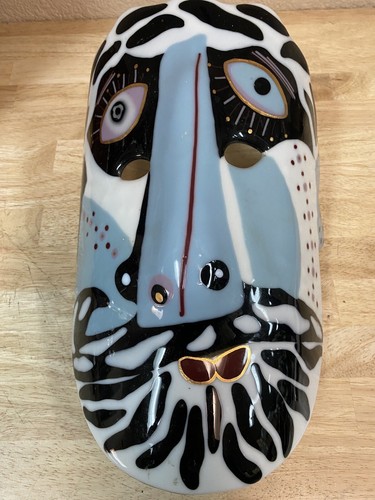 Vintage Pablo Picasso Inspired Murano Milk Glass Mask 13” By 12”